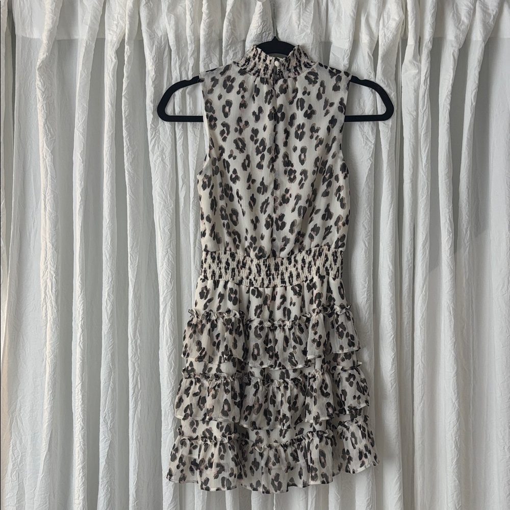 Express Leopard Print Ruffle Mini Dress - Picture 2 of 8